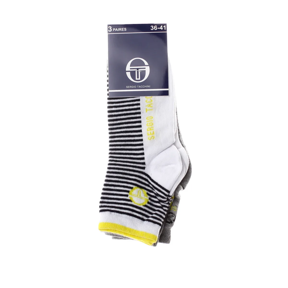 Шкарпетки Sergio Tacchini 3-pack бавовна 36-41 білий жовтий сірий