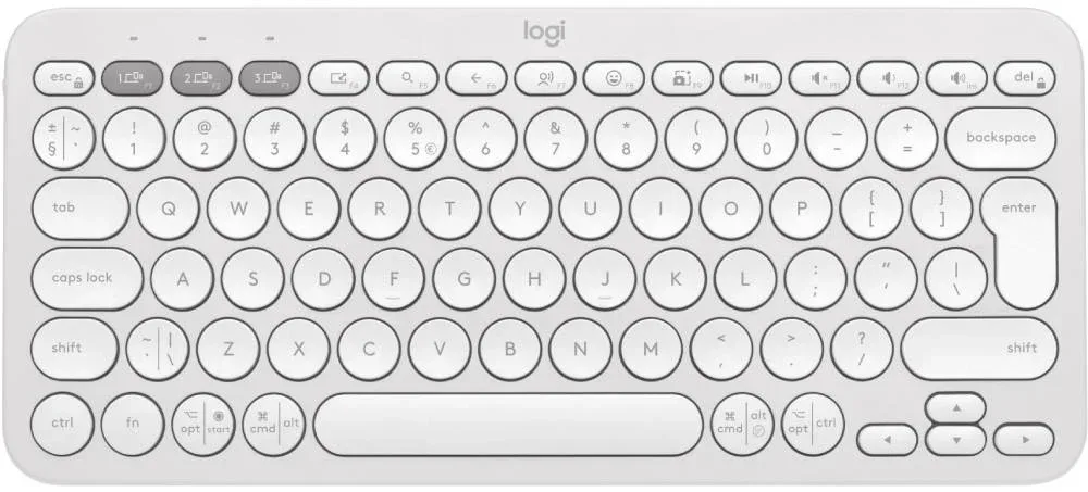 Клавіатура Logitech пластикова бездротова Bluetooth 124х279х16 мм Білий