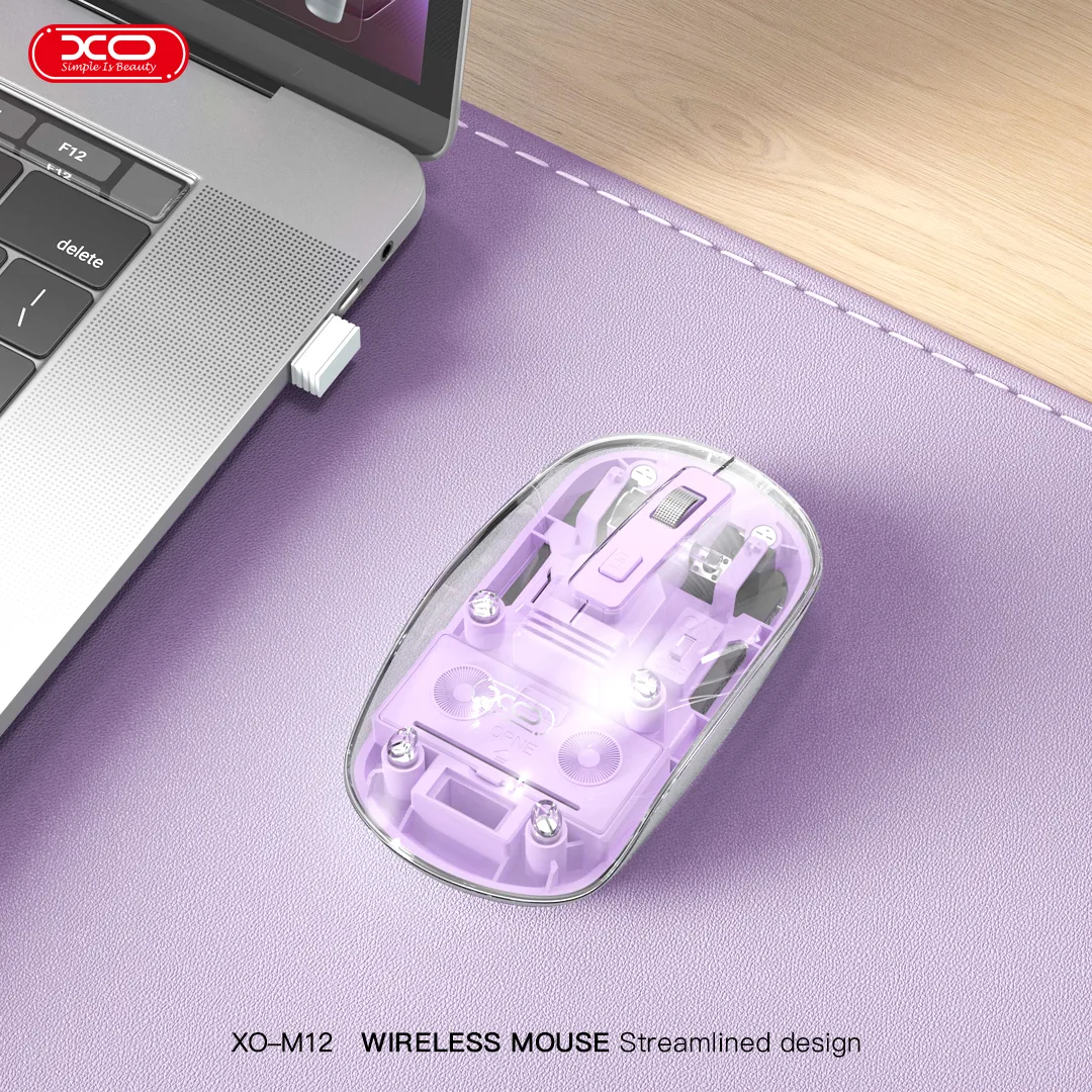 Миша XO бездротова оптична PC ABS середня фіолетова