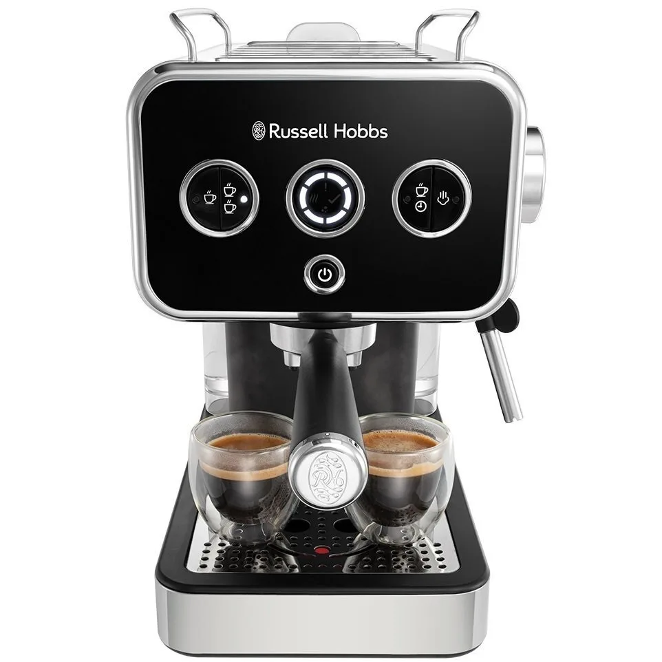Кавоварка Russell Hobbs ріжкова Distinctions 1.1л, для меленої кави та чалдів, чорний з сріблястими акцентами.