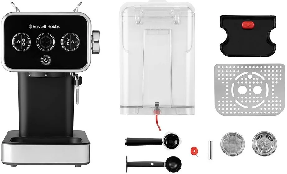 Кавоварка Russell Hobbs ріжкова Distinctions 1.1л, для меленої кави та чалдів, чорний з сріблястими акцентами.