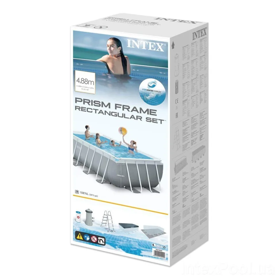 Каркасний басейн Intex ПВХ 488х244х107 см Сірий