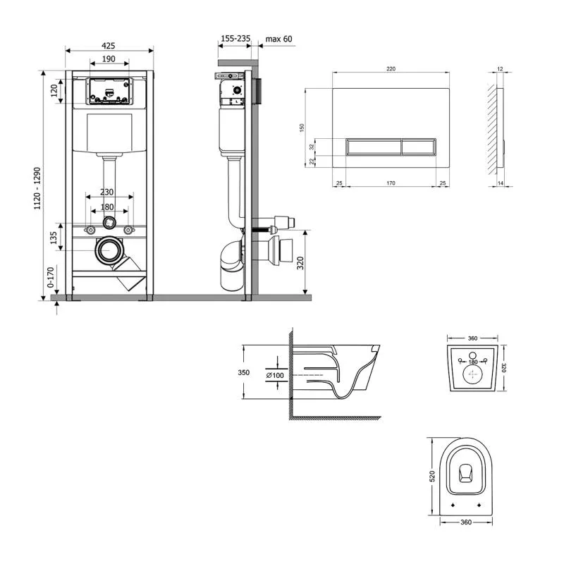 Подвесной унитаз Qtap Swan Ultra Quiet 520x360x320 мм керамика белый
