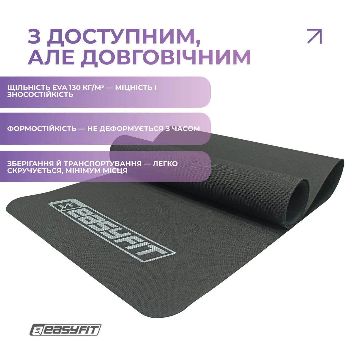 Килимок для фітнесу EasyFit EVA 3 мм чорний