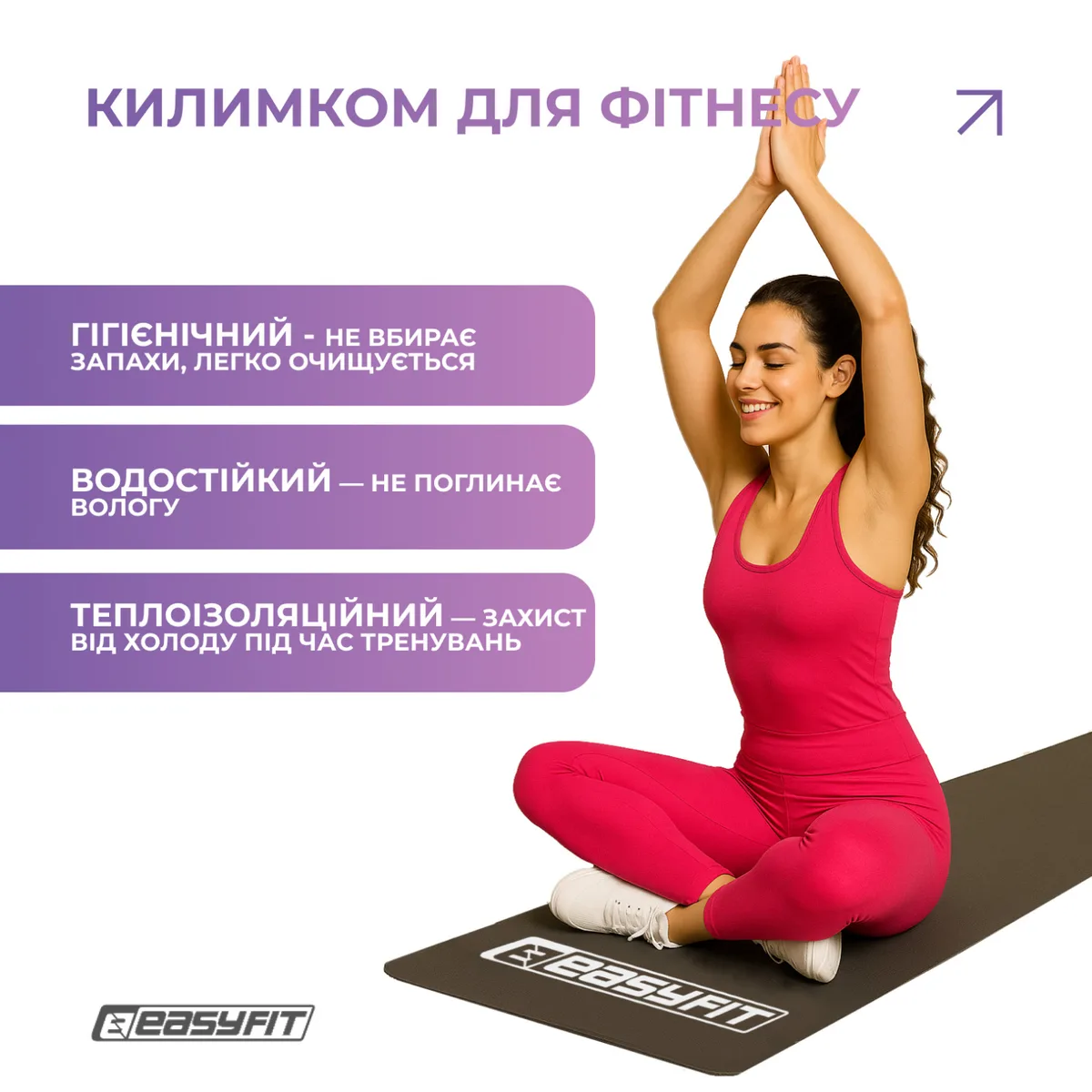 Килимок для фітнесу EasyFit EVA 3 мм чорний