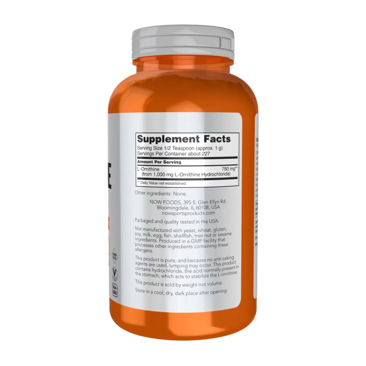 L-Ornithine Powder Now Foods Веганський 227 г Без ГМО