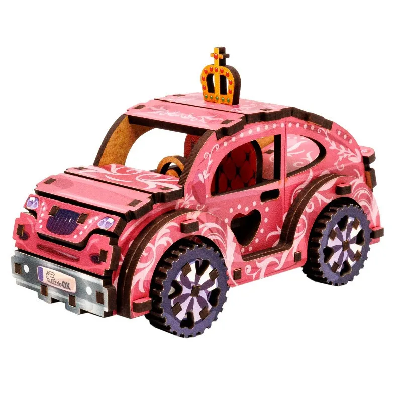 Дерев'яний 3D конструктор PuzzleOK 70 деталей 7,9х5,5х12 см кольоровий