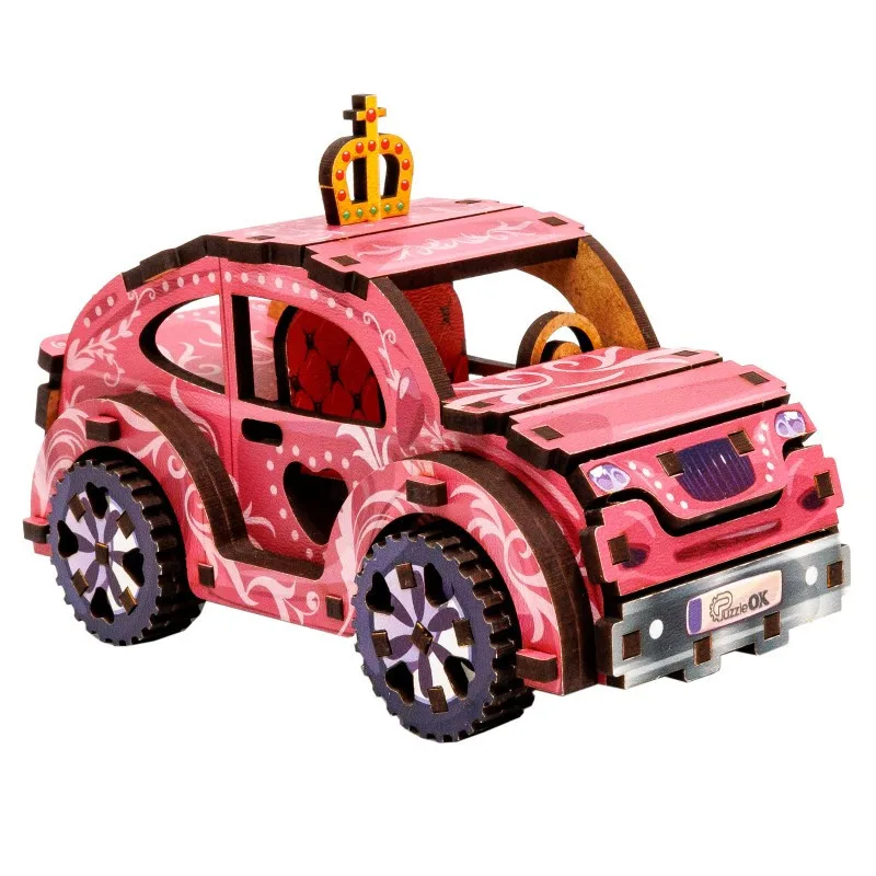 Дерев'яний 3D конструктор PuzzleOK 70 деталей 7,9х5,5х12 см кольоровий
