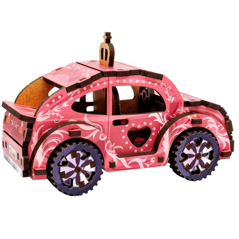 Дерев'яний 3D конструктор PuzzleOK 70 деталей 7,9х5,5х12 см кольоровий