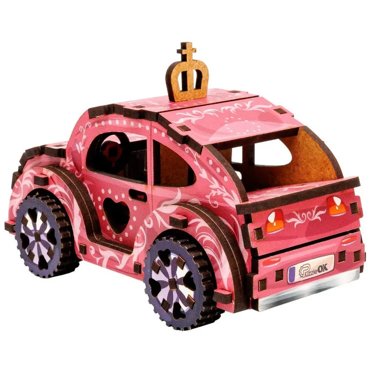 Дерев'яний 3D конструктор PuzzleOK 70 деталей 7,9х5,5х12 см кольоровий
