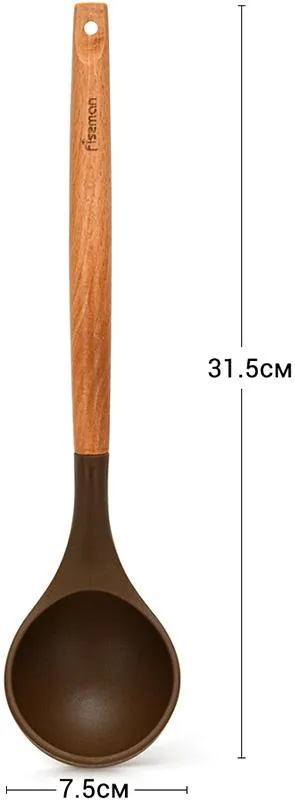 Ложка-черпак Fissman силікон 31,5 см шоколадна