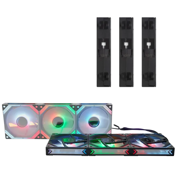Корпусные вентиляторы 2E GAMING Air Cool Magic Mirror ACF120MW-ARGB, 3x120мм, 2000rpm, 4pin PWM +5VARGB, 20.5dBa, белый.
