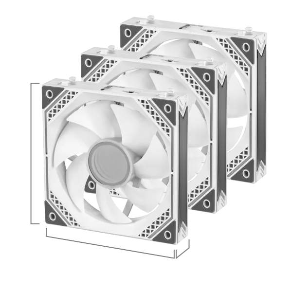 Корпусные вентиляторы 2E GAMING Air Cool Magic Mirror ACF120MW-ARGB, 3x120мм, 2000rpm, 4pin PWM +5VARGB, 20.5dBa, белый.