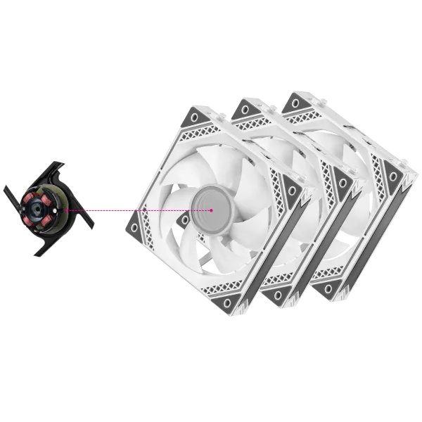 Корпусные вентиляторы 2E GAMING Air Cool Magic Mirror ACF120MW-ARGB, 3x120мм, 2000rpm, 4pin PWM +5VARGB, 20.5dBa, белый.
