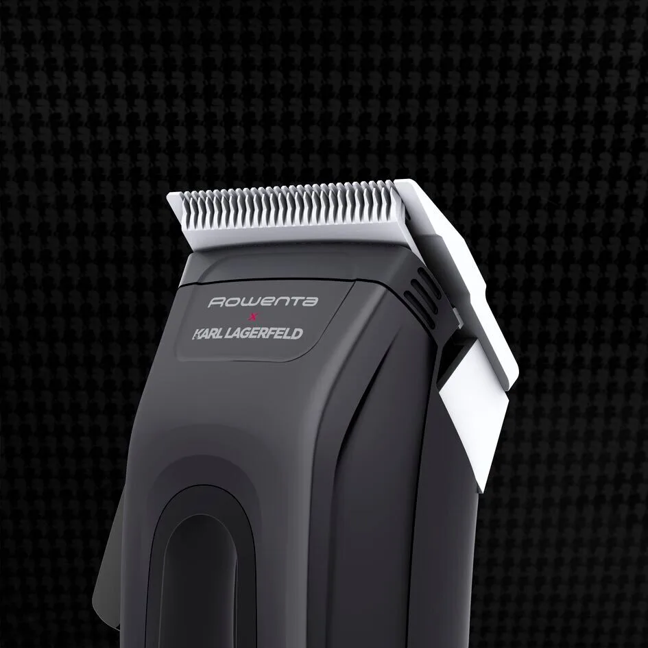 Машинка для стрижки Rowenta Karl Lagerfeld Precision Cut, сетевой+аккумуляторный, роторный мотор, 6 насадок, сталь, черный