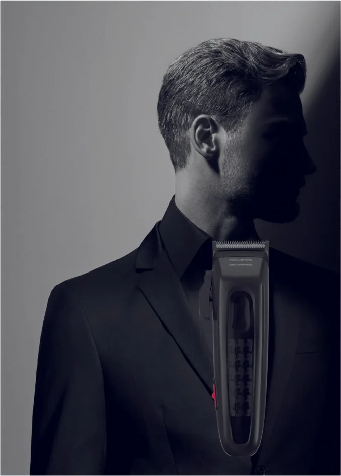 Машинка для стрижки Rowenta Karl Lagerfeld Precision Cut, сетевой+аккумуляторный, роторный мотор, 6 насадок, сталь, черный