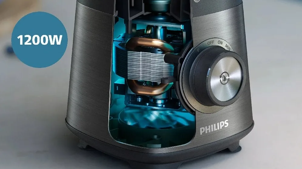 Блендер PHILIPS стаціонарний Series 5000, 1200Вт, ємність 2000мл, скляна чаша, склянка в комплекті, чорний колір.