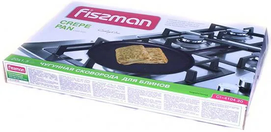 Сковорода млинна Fissman чавунна 20 см чорна