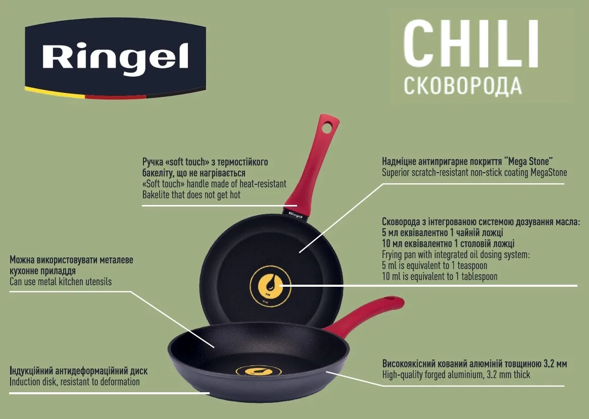 Сковорода RINGEL кований алюміній 22 см червона