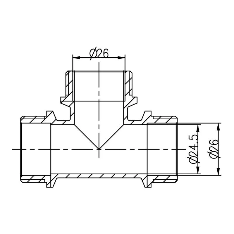Тройник латунный 1"x1"x1" равнопроходной никелированный Forte