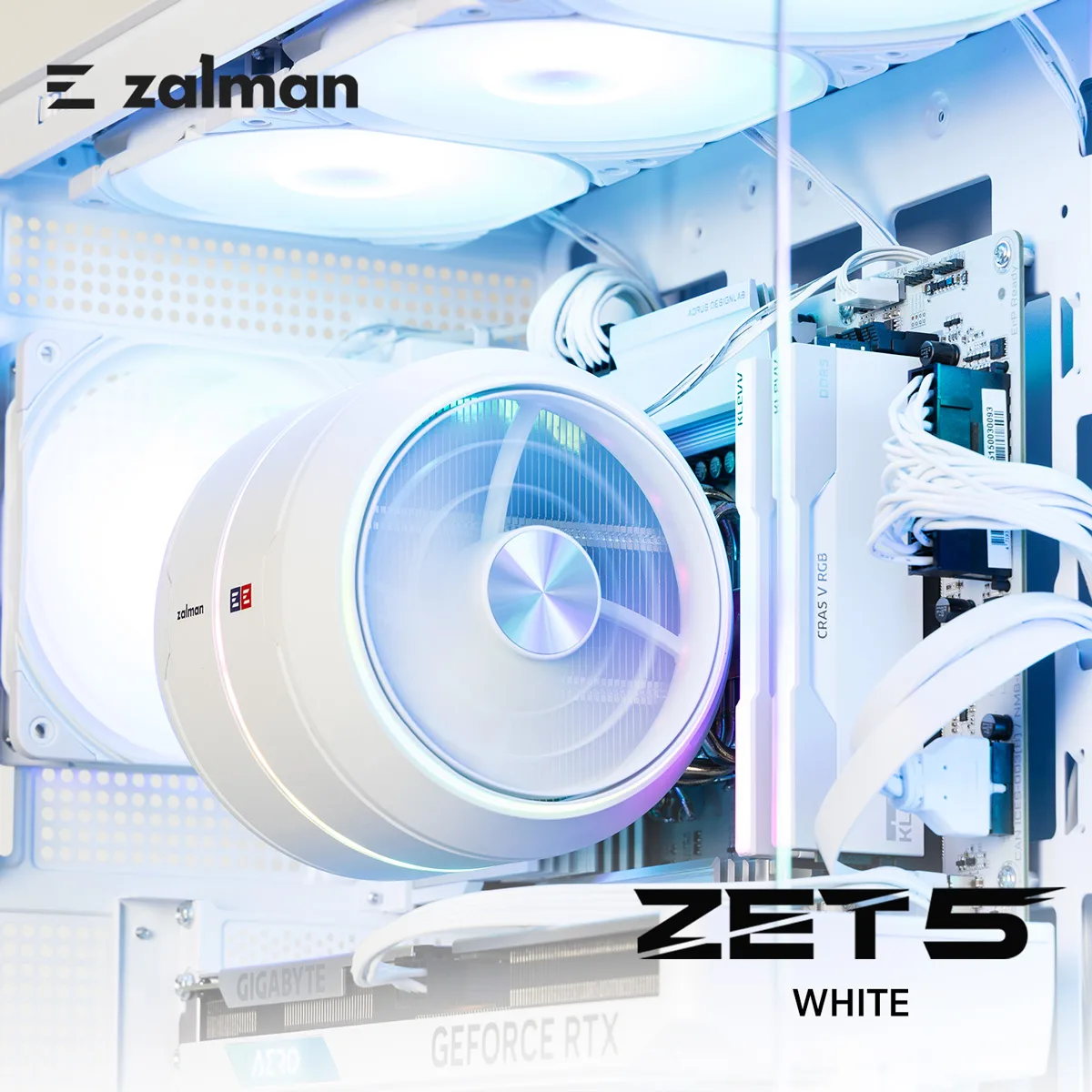 Процесорний кулер Zalman ZET5, ARGB LGA 1851, 1700, 1200, 115x, AM5, AM4,  4pin PWM, 3pin+5VARGB, TDP200W, білий