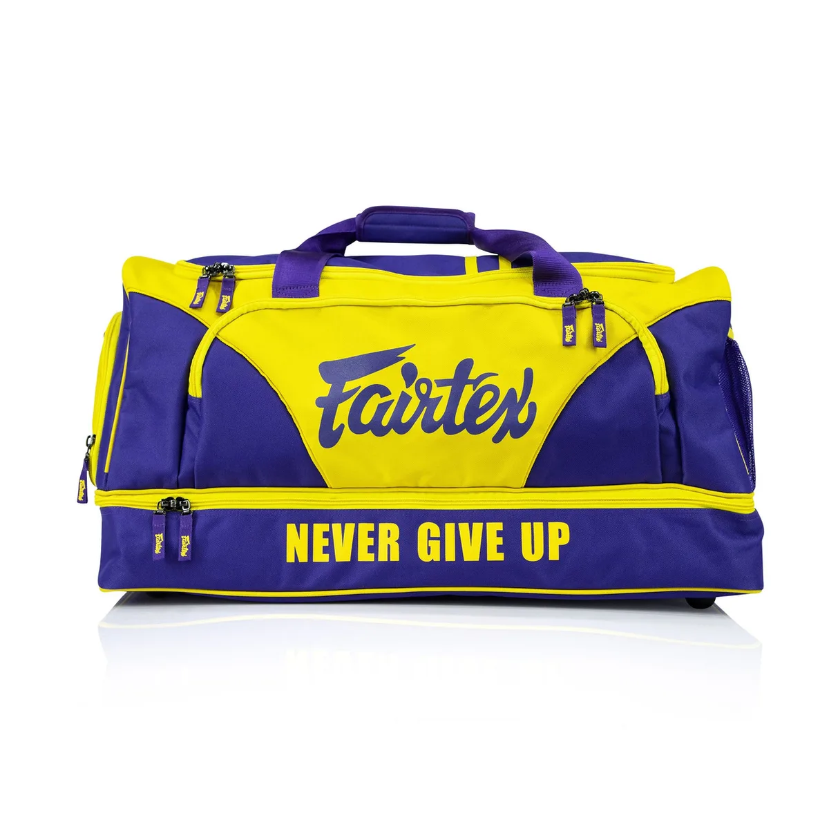 Спортивная сумка Fairtex прочная 40х20х25 см фиолетовая желтая