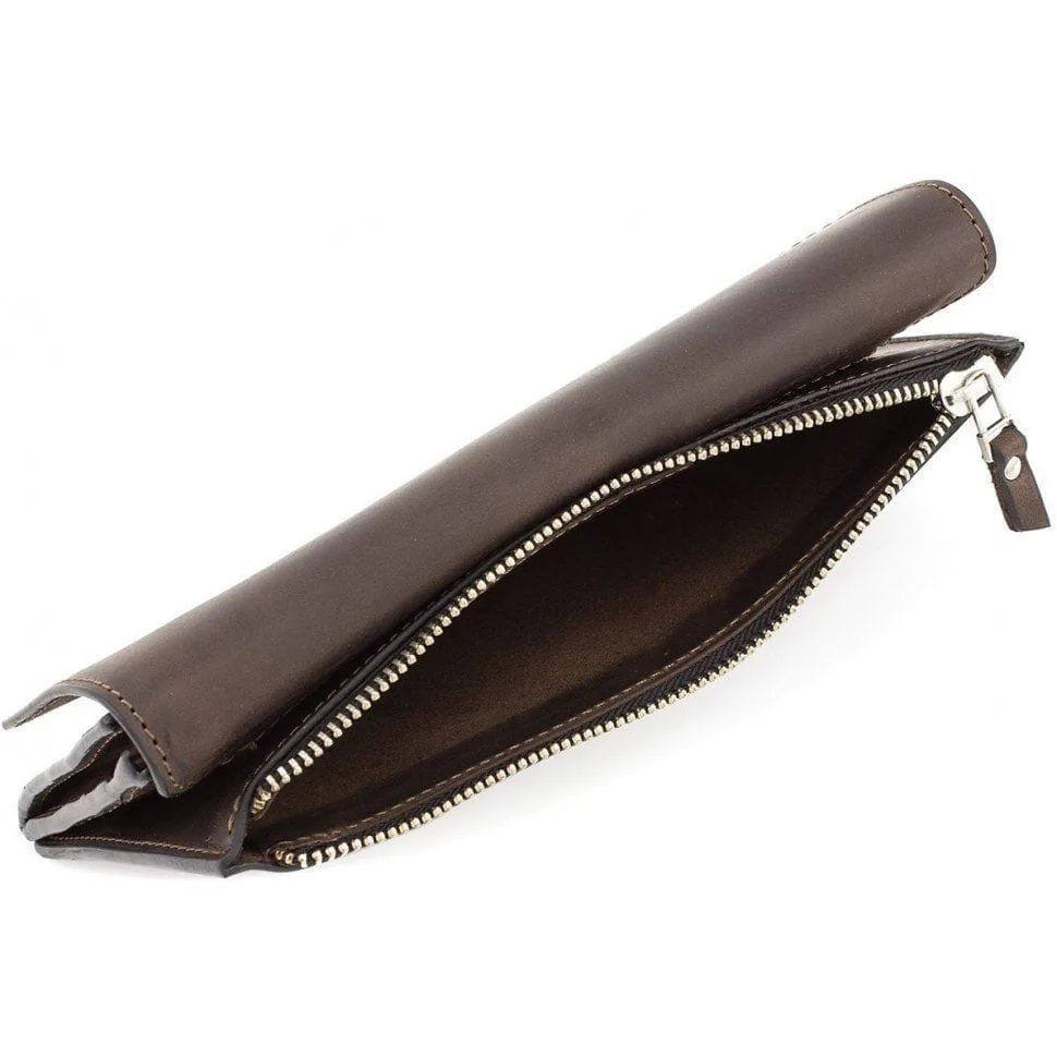 Кожане портмоне Grande Pelle Elegante шоколадне матове для чоловіків стильний гаманець для документів і карт.
