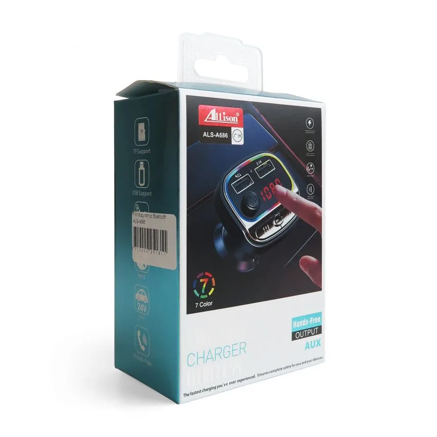 FM-трансмітер Bluetooth 4 порти USB 2 чорний