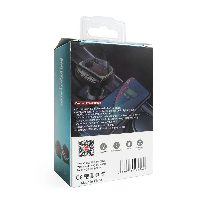 FM-трансмітер Bluetooth 4 порти USB 2 чорний