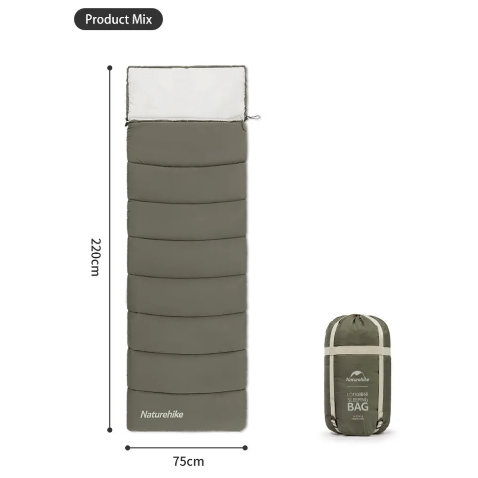 Спальный мешок Naturehike епонж 225х75 см темно-зеленый с капюшоном.