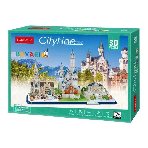 Трехмерная головоломка-конструктор CubicFun City Line Bavaria 178 элементов для детей и взрослых пазл для сборки памяток.