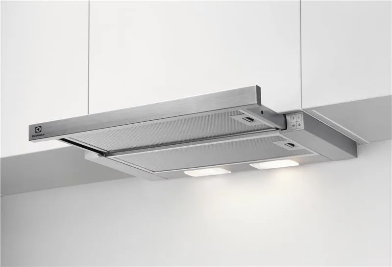 Витяжка Electrolux телескопічна 59см 410м3 год сірий кухонна витяжка для приготування їжі освітлення LED