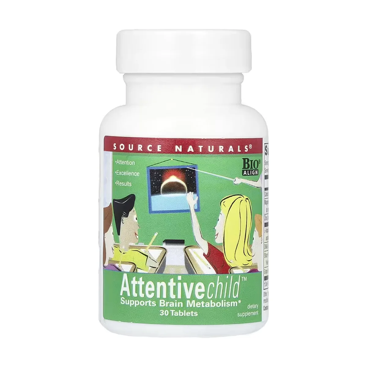 Source Naturals Attentive Child - харчова добавка 30 табл для підтримки метаболізму мозку.