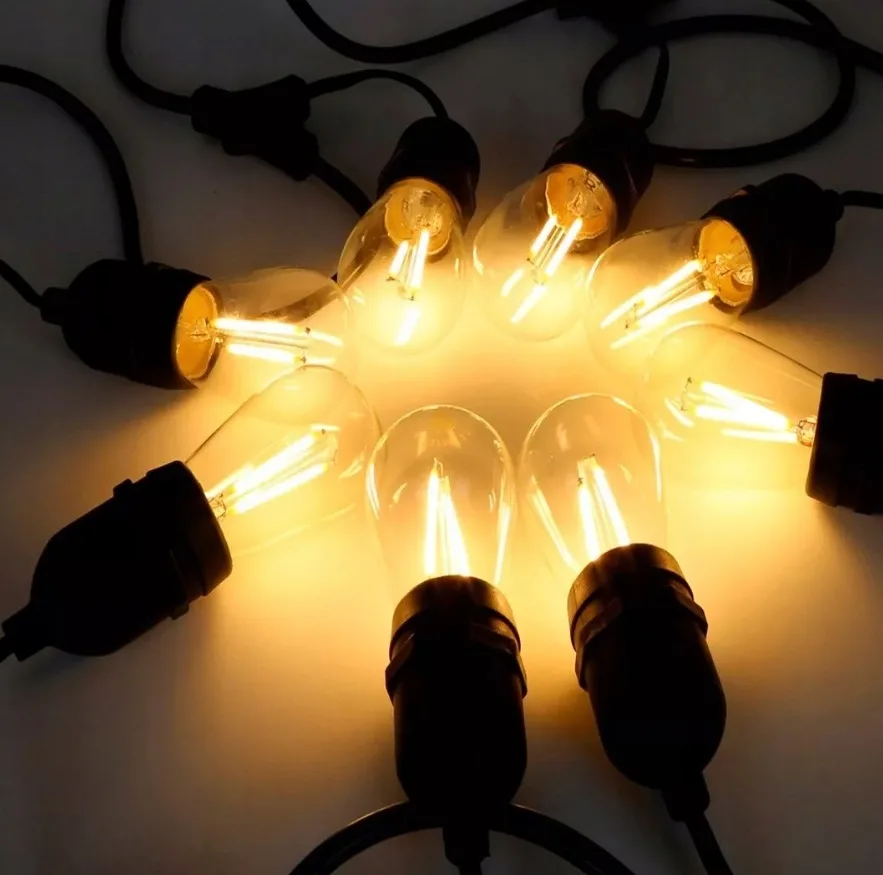 Садова гірлянда SuperLED чорна 20 м 20 LED-ламп E27 2700K