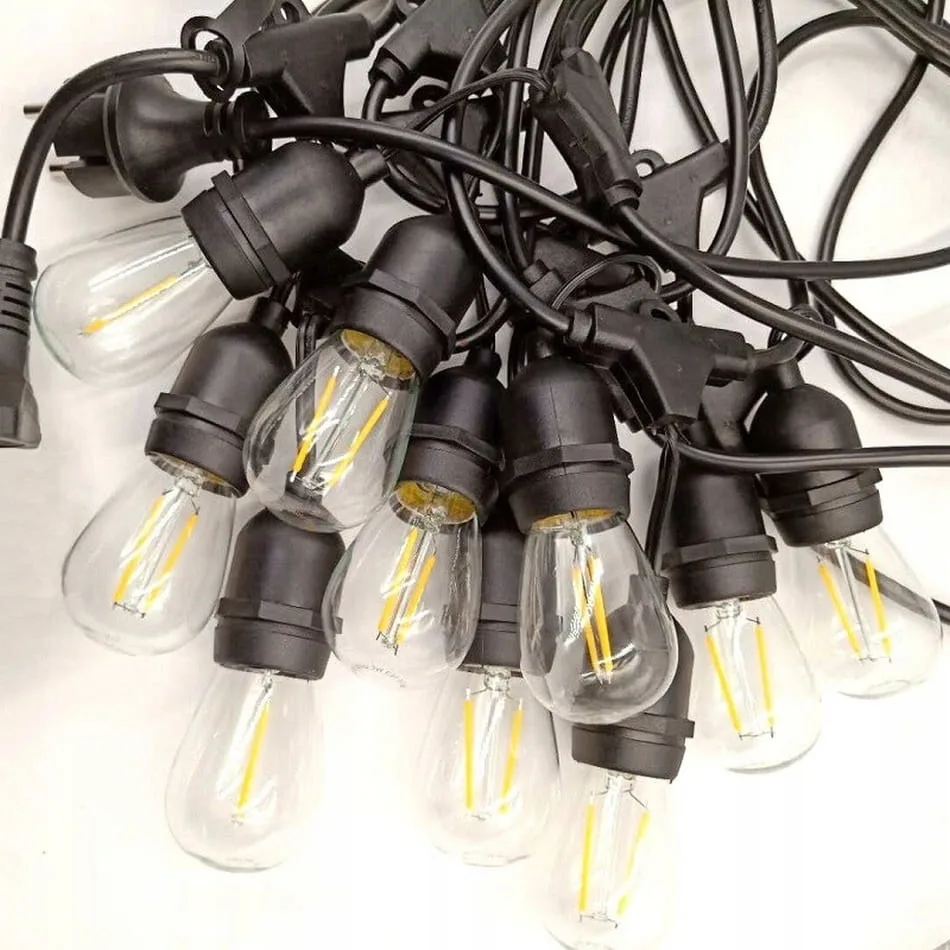 Садова гірлянда SuperLED чорна 20 м 20 LED-ламп E27 2700K
