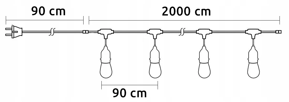 Садова гірлянда SuperLED чорна 20 м 20 LED-ламп E27 2700K