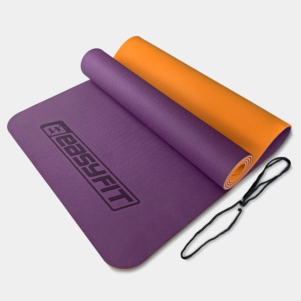 Коврик для йоги EasyFit TPE 183х61 см фіолетовий-оранжевий 6 мм