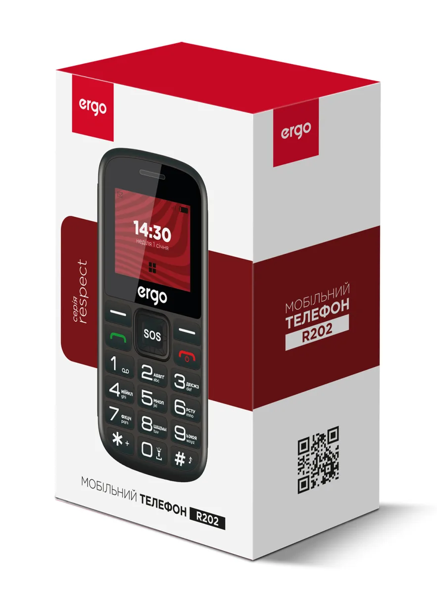 Мобільний телефон ERGO пластик 2 дюйми чорний Dual Sim