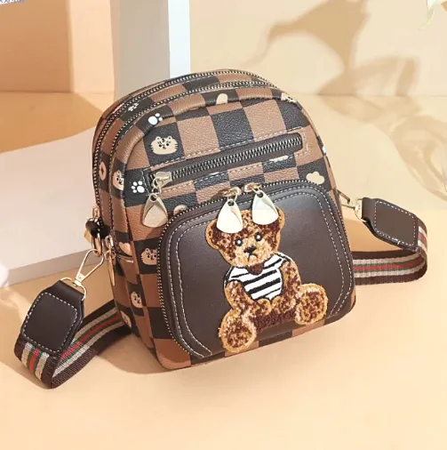 Міні сумочка з ведмедиком 20x17x8 см екошкіра коричнева для дівчаток