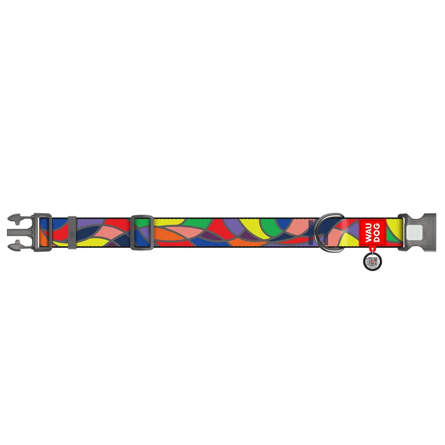 Нашийник WAUDOG Nylon XXL 35 мм 46-70 см нейлоновий вітражний з QR паспортом