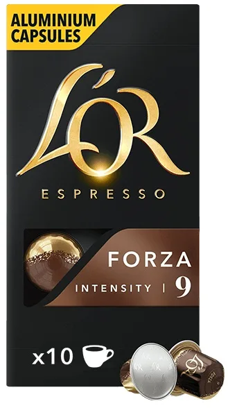 Кава L`OR в капсулах, Espresso Forza, 100% арабіка, 10 штук для Nespresso.