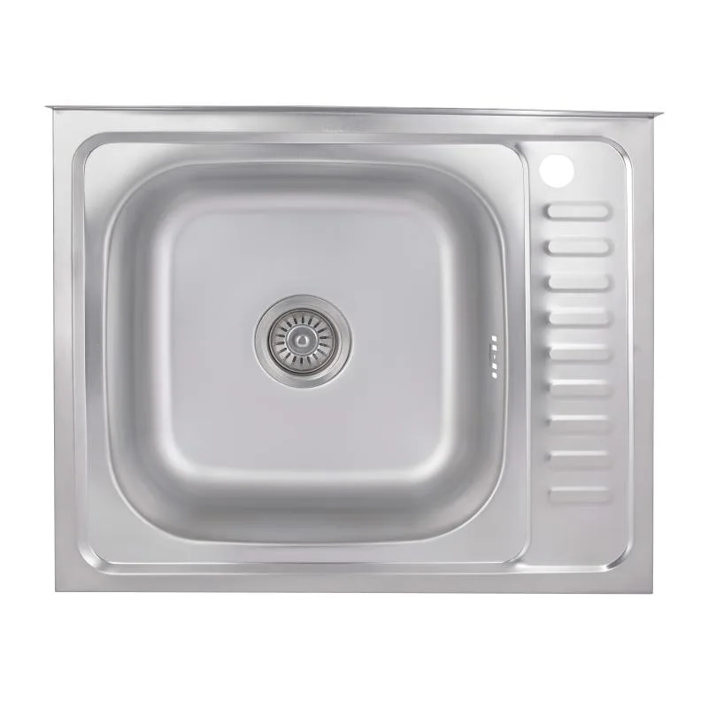 Кухонная мойка Brinex 6050-L накладная 600х400х160 мм нержавеющая сталь Satin