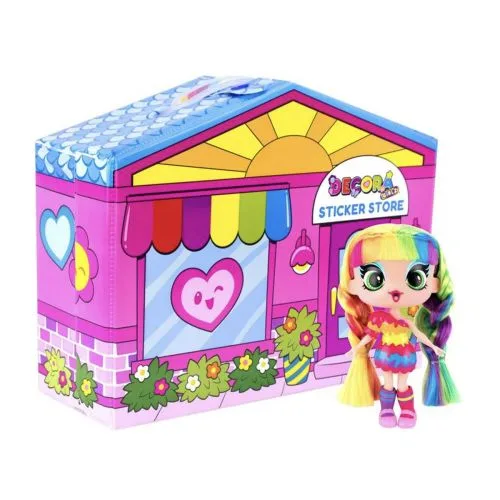 Игровой набор Decora с куклой и наклейками для творчества радужный