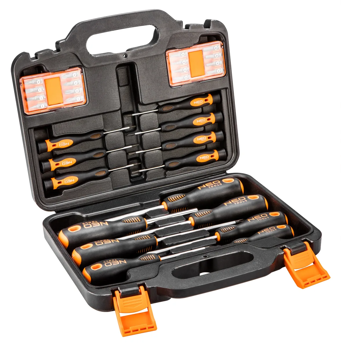 Набір викруток Neo Tools 30 шт, 16 біт, SL, PH, PZ, Torx, H, сталь S2, в кейсі.