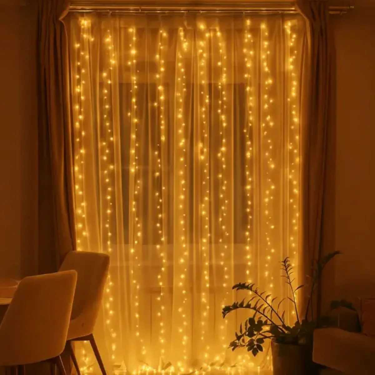 Гірлянда світлодіодна 3х3 м жовта мідний дріт 600 LED