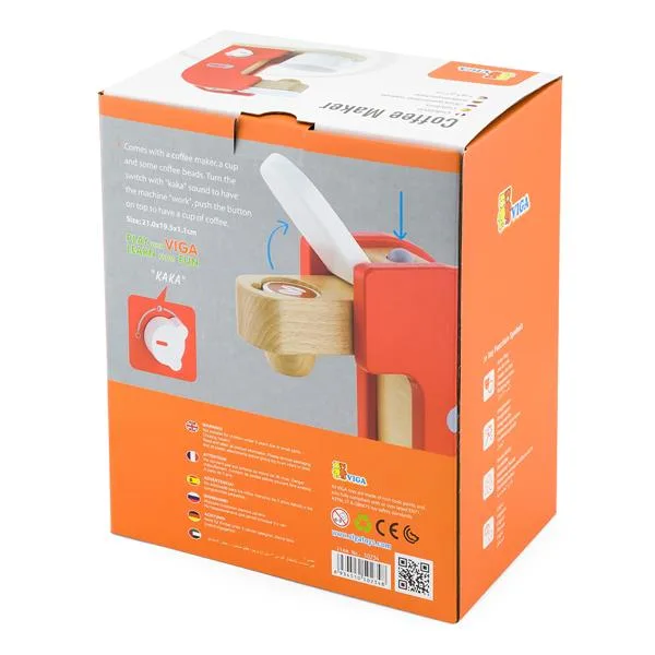 Игрушечная кофеварка Viga Toys деревянная 24х20х13 см красная белая