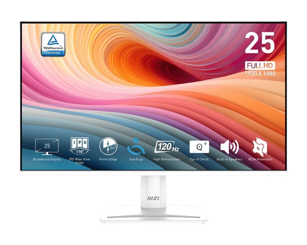 Монітор MSI 24.5" PRO MP251W-E2 D-Sub, HDMI, DP, MM, IPS, 120Hz, sRGB 99%, AdaptiveSync, білий