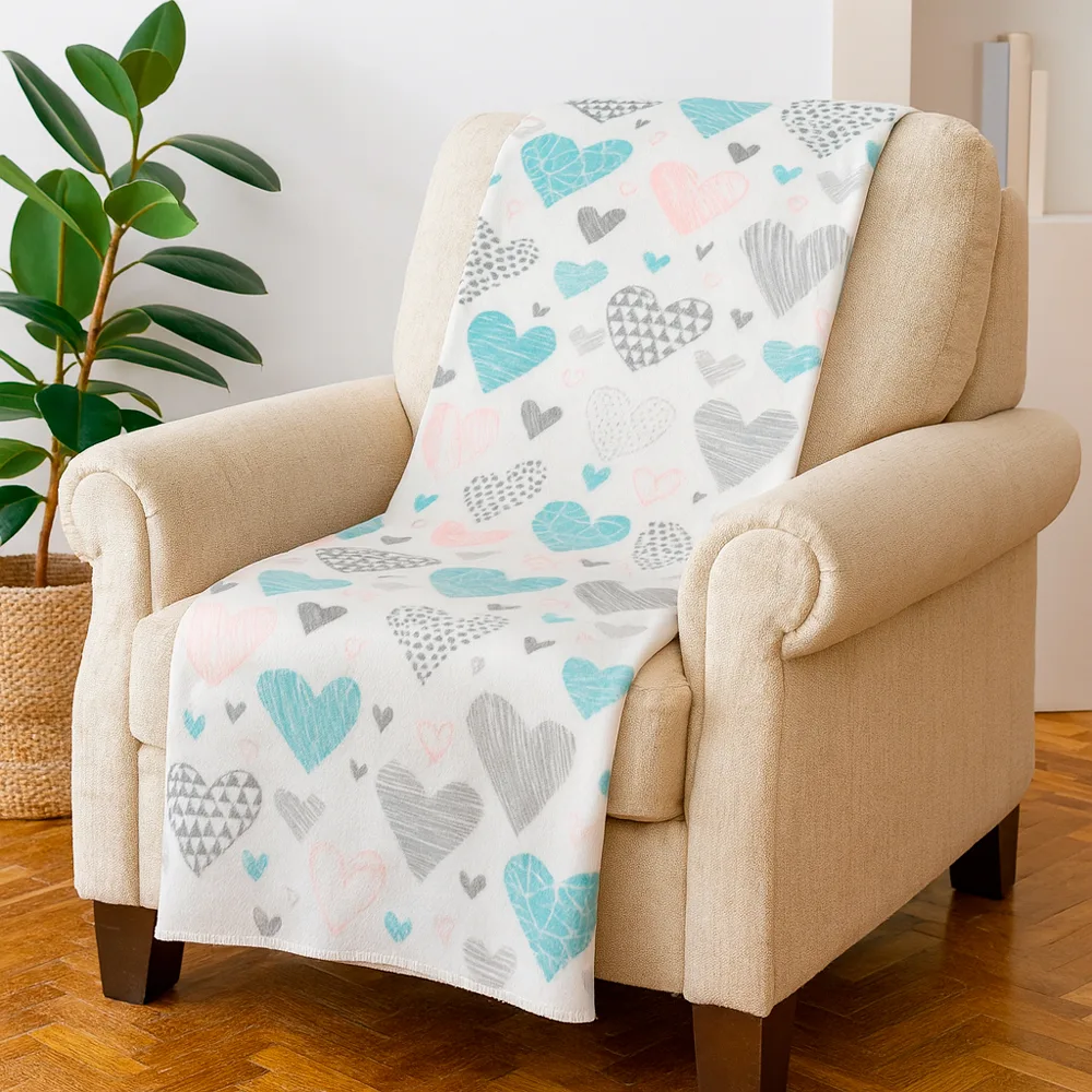 Набір флісових пледів Love You 150x200 см Різнокольорові Ніжні серця