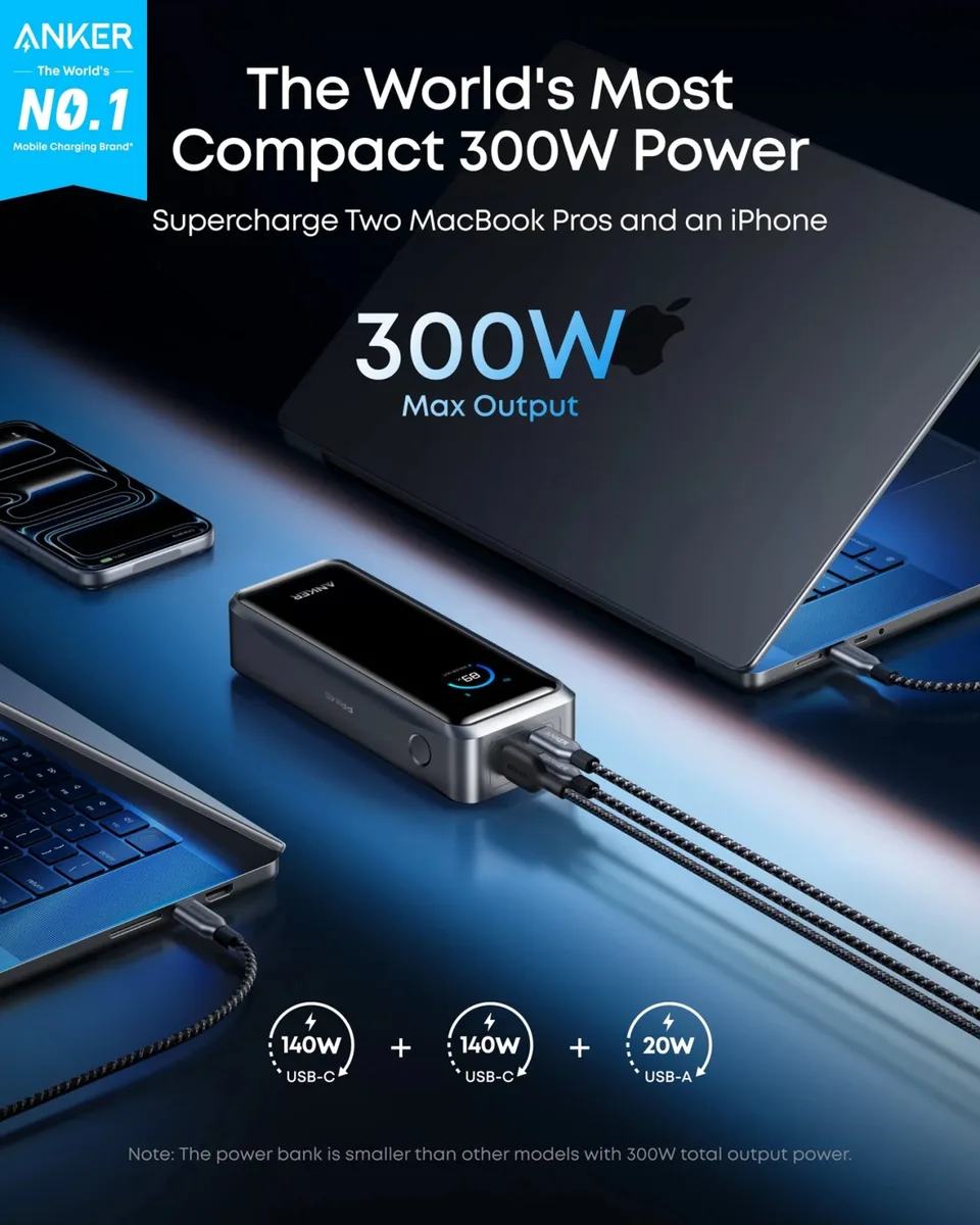 Портативний зарядний пристрій Anker 26000 мАг 300W PD Чорний