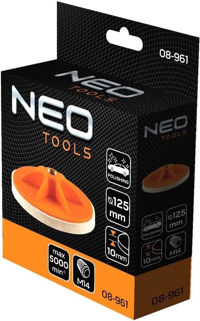Полірувальний диск Neo Tools, середньої жорсткості, M14, 125x10мм.